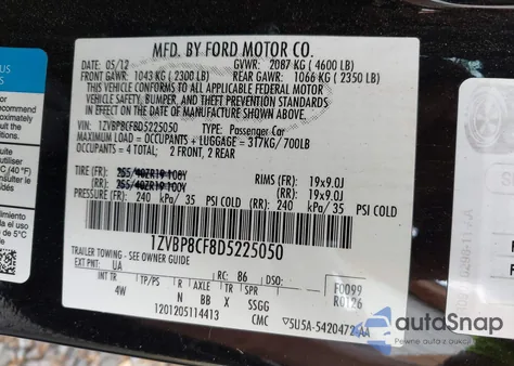 2013 Ford Mustang Gt Premium from USA, damaged, VIN 1ZVBP8CF8D5225050